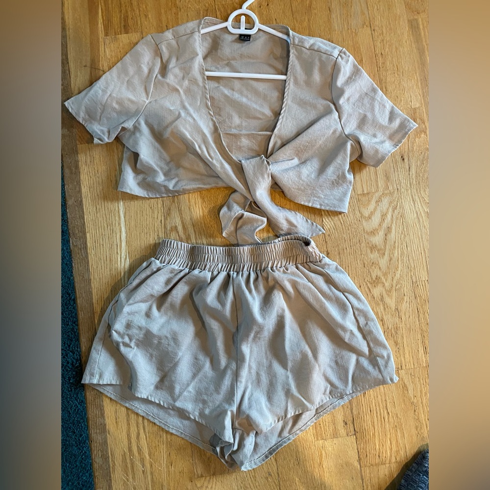 Two-piece tan swim cover up SHEIN size S